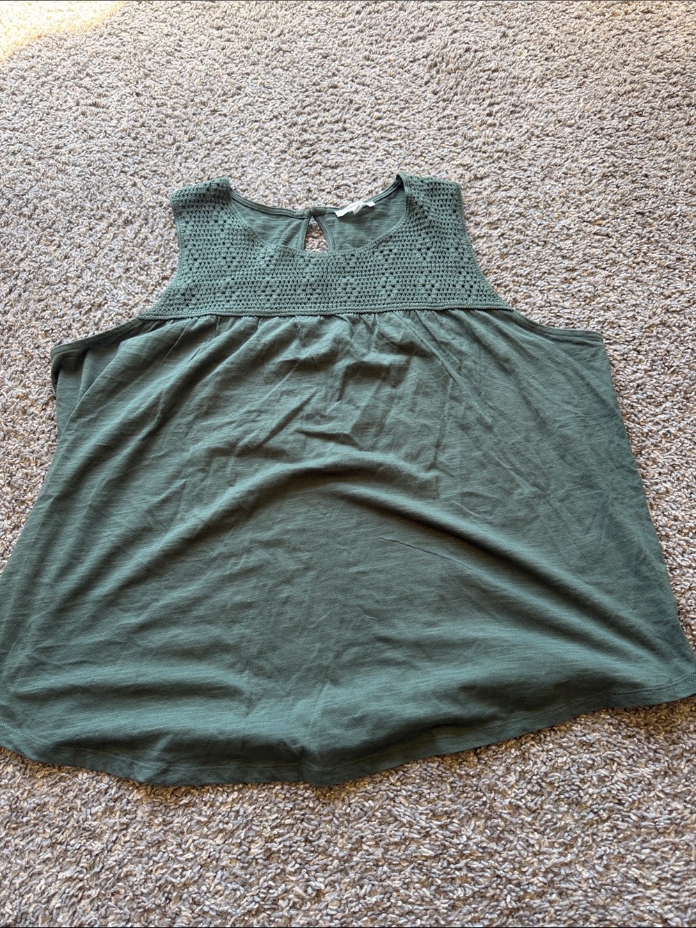 Maurices Olive Crochet Yoke Tank Top